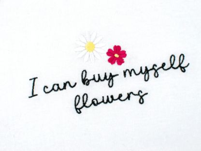 Unisex T-shirt Embroidered with Floral Pattern - Buy Myself Flowers