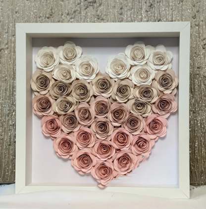 Ombre Heart Shaped Flower Box | Valentine's Day | Customized Cardstock Shadow Box
