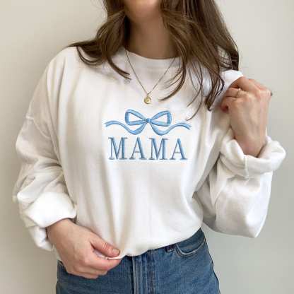 Cute and Trendy Mama Bow Embroidered Gemma Crewneck Sweatshirt MAMA Sweatshirt Mother's Day Gift Idea