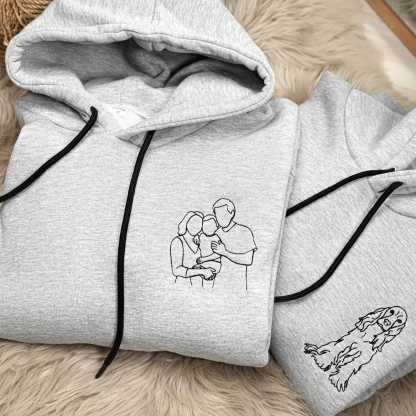 Custom Embroidered Family Portrait from Photo Sweatshirt Pet Portrait Mom Gift Idea Anniversary Gift