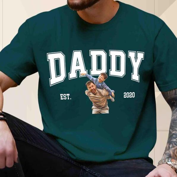 Personalized Dad Portrait Shirt, Daddy Est Shirt,Fathers Day Gifts For Husband Daddy