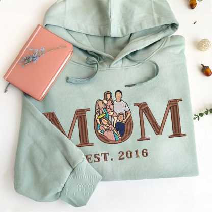 Customised Mum Embroidered Sweatshirt Personalised Mum Portrait Mother's Day 