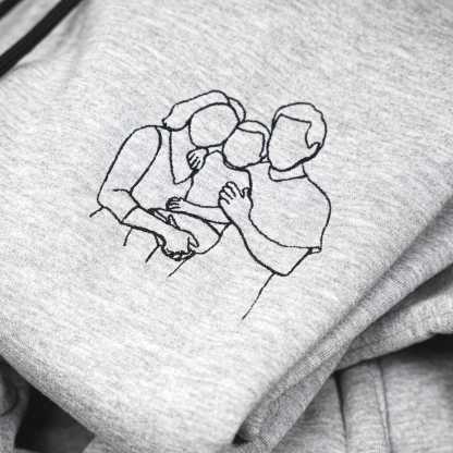 Custom Embroidered Family Portrait from Photo Sweatshirt Pet Portrait Mom Gift Idea Anniversary Gift