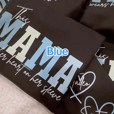 Personalized Wear Heart On Sleeve Mama Sweatshirt with Kid Names on Sleeves-Mother's Day Sale