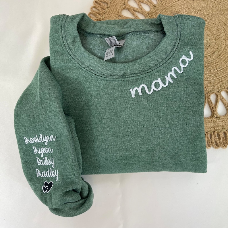 Custom Mama Sweatshirt with Kid Names, EMBROIDERED Mom Hoodie, Fur Mama Shirt, Christmas Gift for Mom image 5