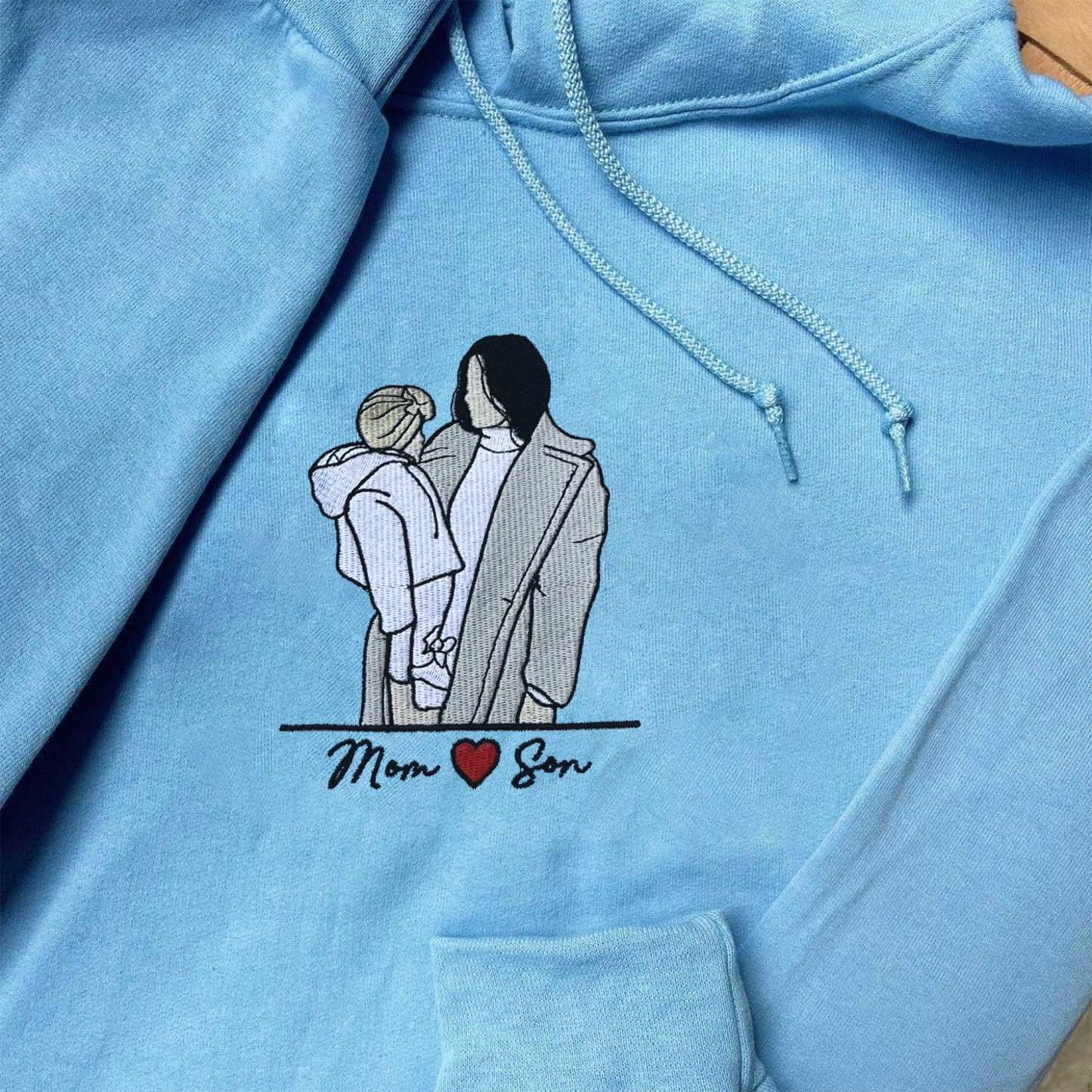 💖Custom Embroidered Mom Sweatshirt With Portrait From Photo, Portrait Embroidered Sweatshirt