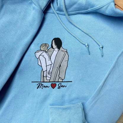 💖Custom Embroidered Mom Sweatshirt With Portrait From Photo, Portrait Embroidered Sweatshirt