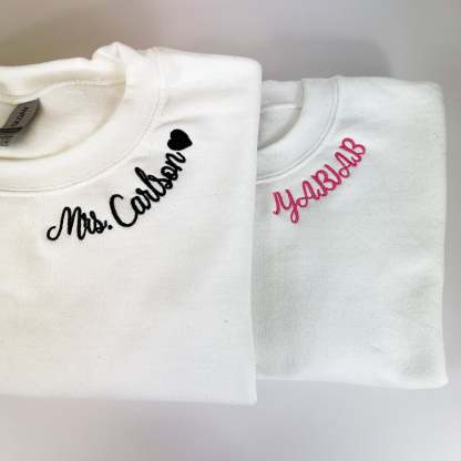 Custom Neckline Mama Embroidery Sweatshirt with Kid Names