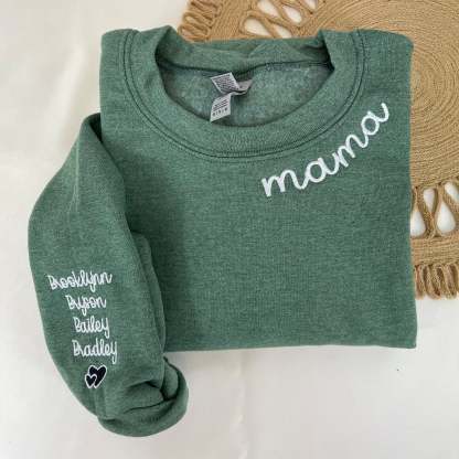 Custom Neckline Mama Embroidery Sweatshirt with Kid Names