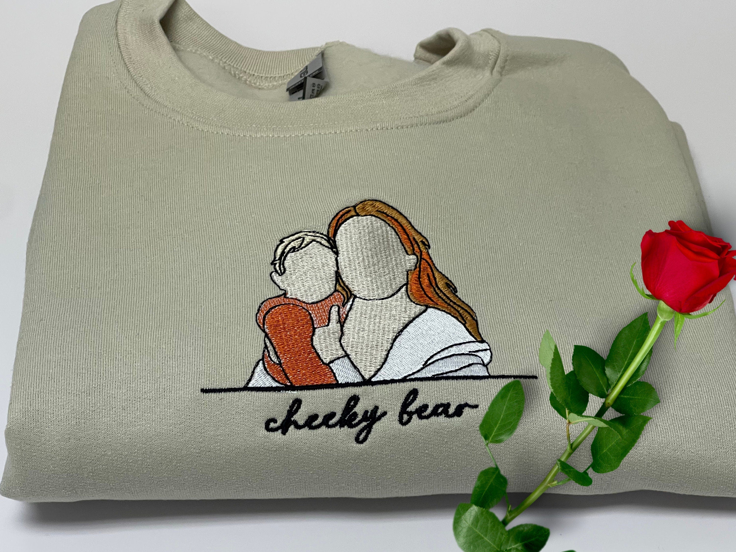 💖Custom Embroidered Mom Sweatshirt With Portrait From Photo, Portrait Embroidered Sweatshirt