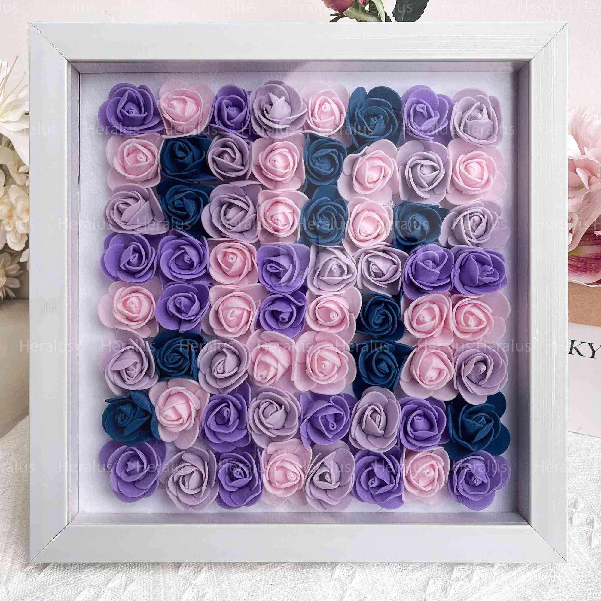 Custom Flower Heart Shadow Box with Names - Mother's Day Gifts For Grandma, Mom