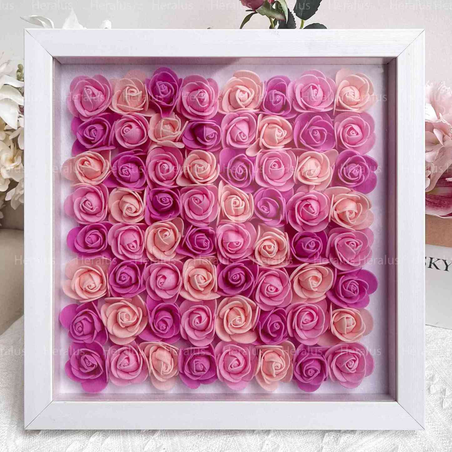 Custom Flower Heart Shadow Box with Names - Mother's Day Gifts For Grandma, Mom