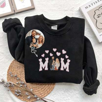 Embroidered Family Portrait Shirt, Personalized Mom Embroidered Sweatshirt, Mother's Day Gift, Custom Mom Shirt, Gift for Wifey