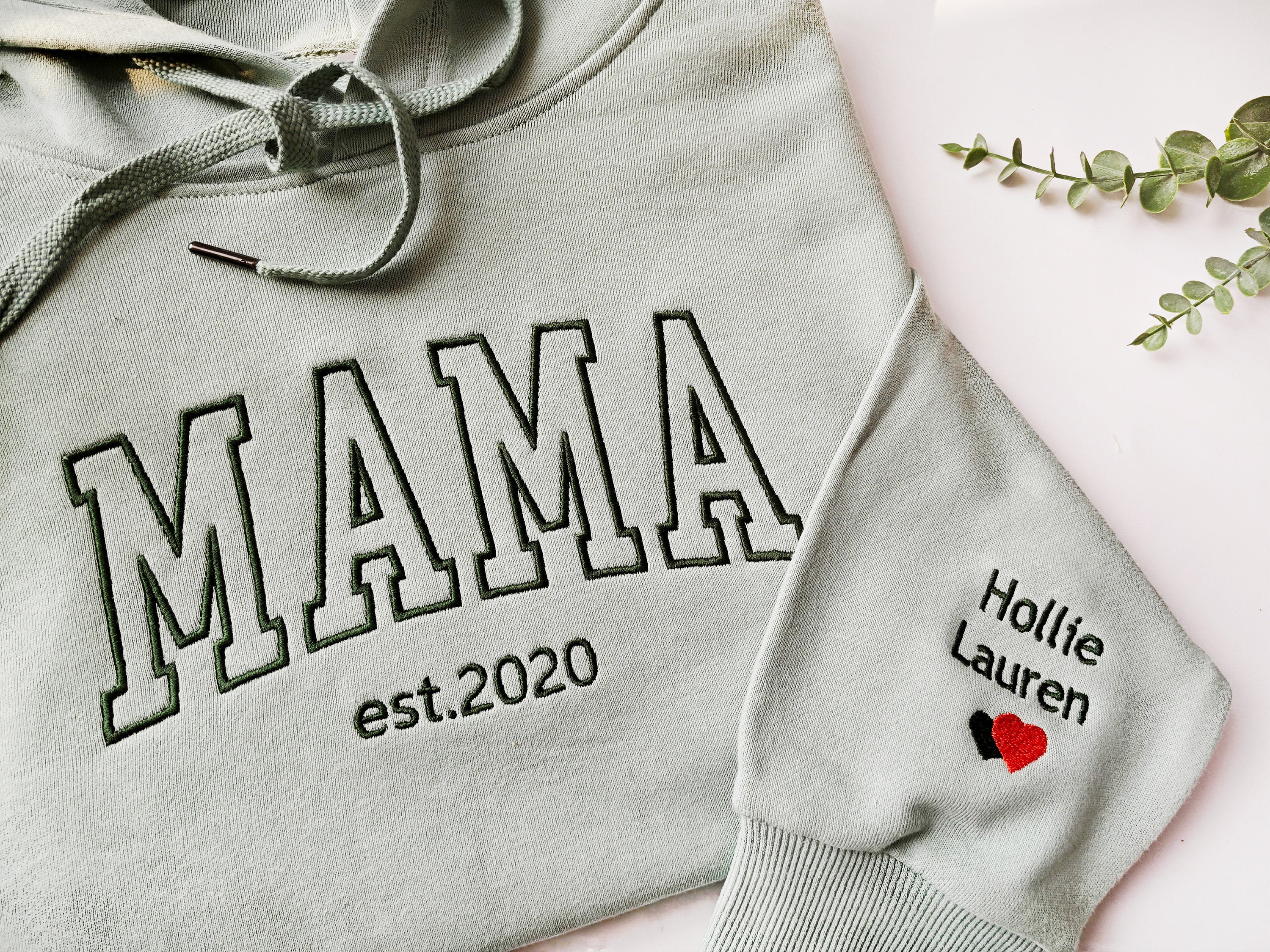 Personalized Mama Embroidered Sweatshirt With Date & Name, Mother's Day Gift