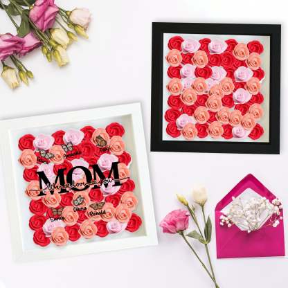 Custom Mom We Love You Rose Shadow Box With Butterfly Kids Names, Gifts For Mother's Day