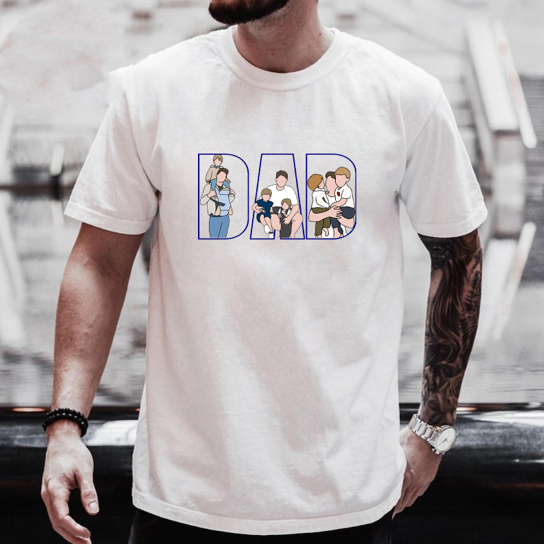 Personalized Dad Portrait Sweatshirt, Custom Photo Sweatshirt Gift For Dad, Fathers Day Gift