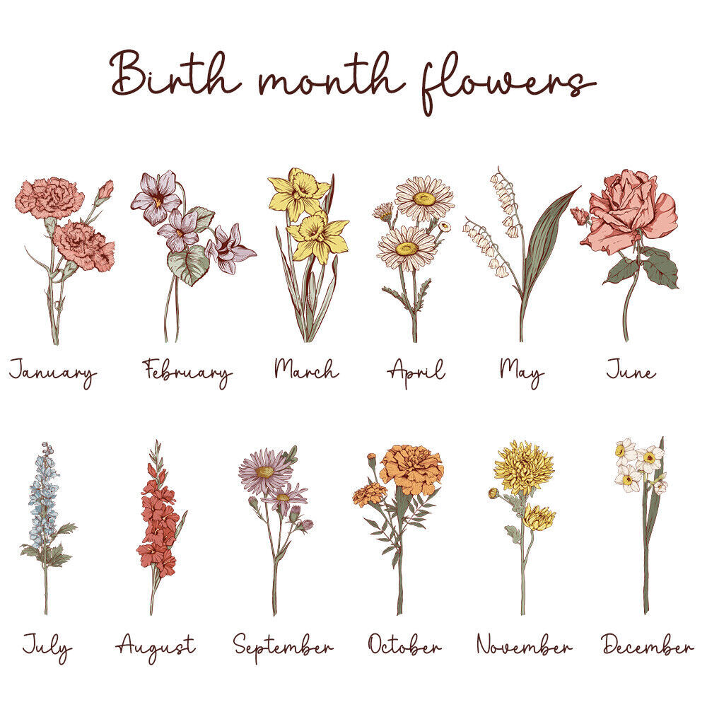 Custom Birth Month Flower LED Night Light, Mother's Day Gift for Grandma Mom
