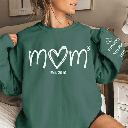 Personalized Custom Unisex Sweatshirt With Design On Sleeve - Birthday Gift For Mom