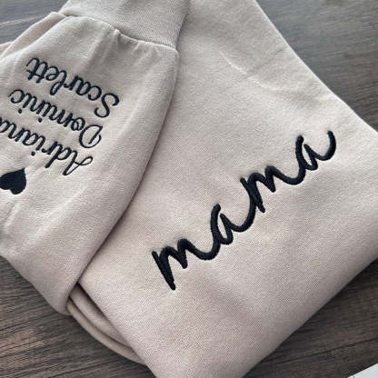 Custom Embroidered Mum Sweatshirt with Kids Names on Sleeve Mother's Day Gift for Mum Grandma