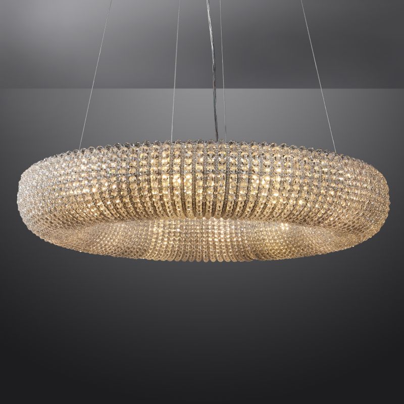 CRYSTAL HALO CLEAR ROUND LED CHANDELIER 32"