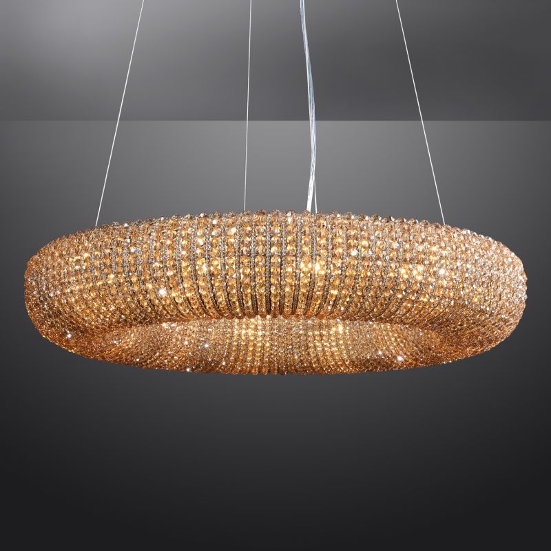 CRYSTAL HALO CLEAR ROUND LED CHANDELIER 32"