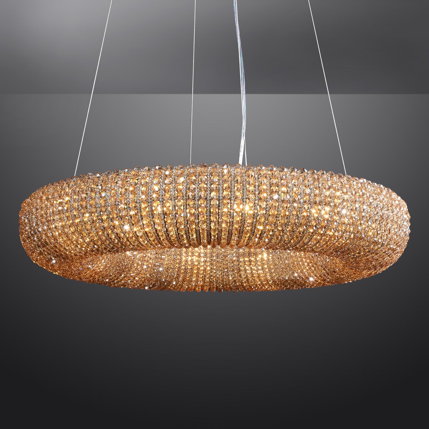 CRYSTAL HALO ROUND LED CHANDELIER 59"