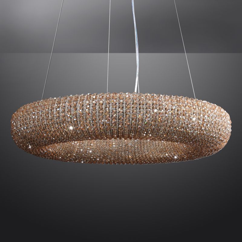 CRYSTAL HALO CLEAR ROUND LED CHANDELIER 32"