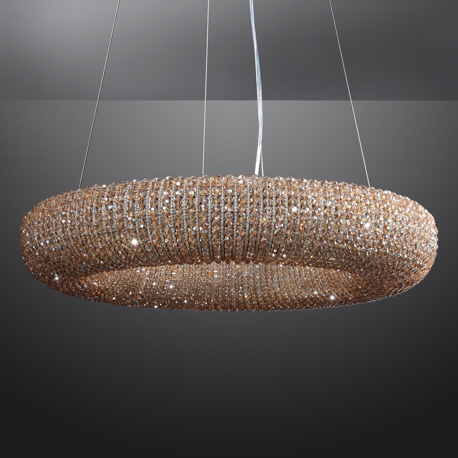 CRYSTAL HALO ROUND LED CHANDELIER 59"