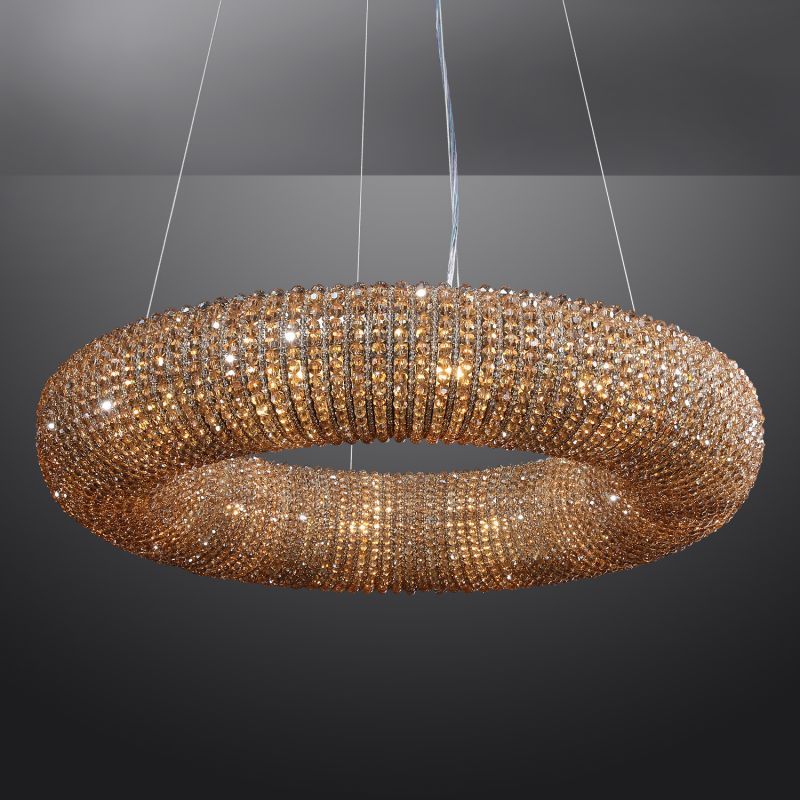 CRYSTAL HALO CLEAR ROUND LED CHANDELIER 32"
