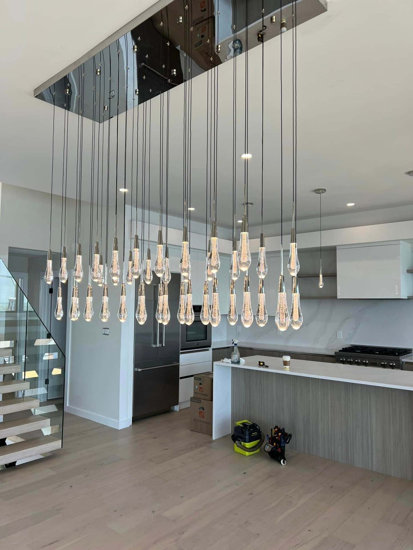 Solitaire Raindrop Linear Chandelier
