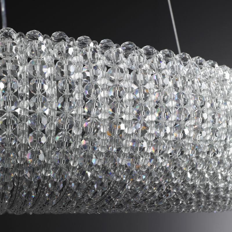 CRYSTAL HALO CLEAR ROUND LED CHANDELIER 32"