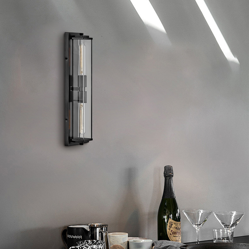 Minimalist Clear Shade Vanity Square Wall Sconce