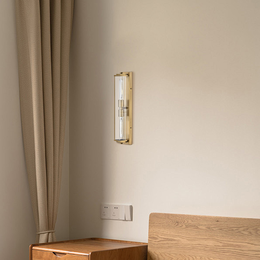 Minimalist Clear Shade Vanity Square Wall Sconce