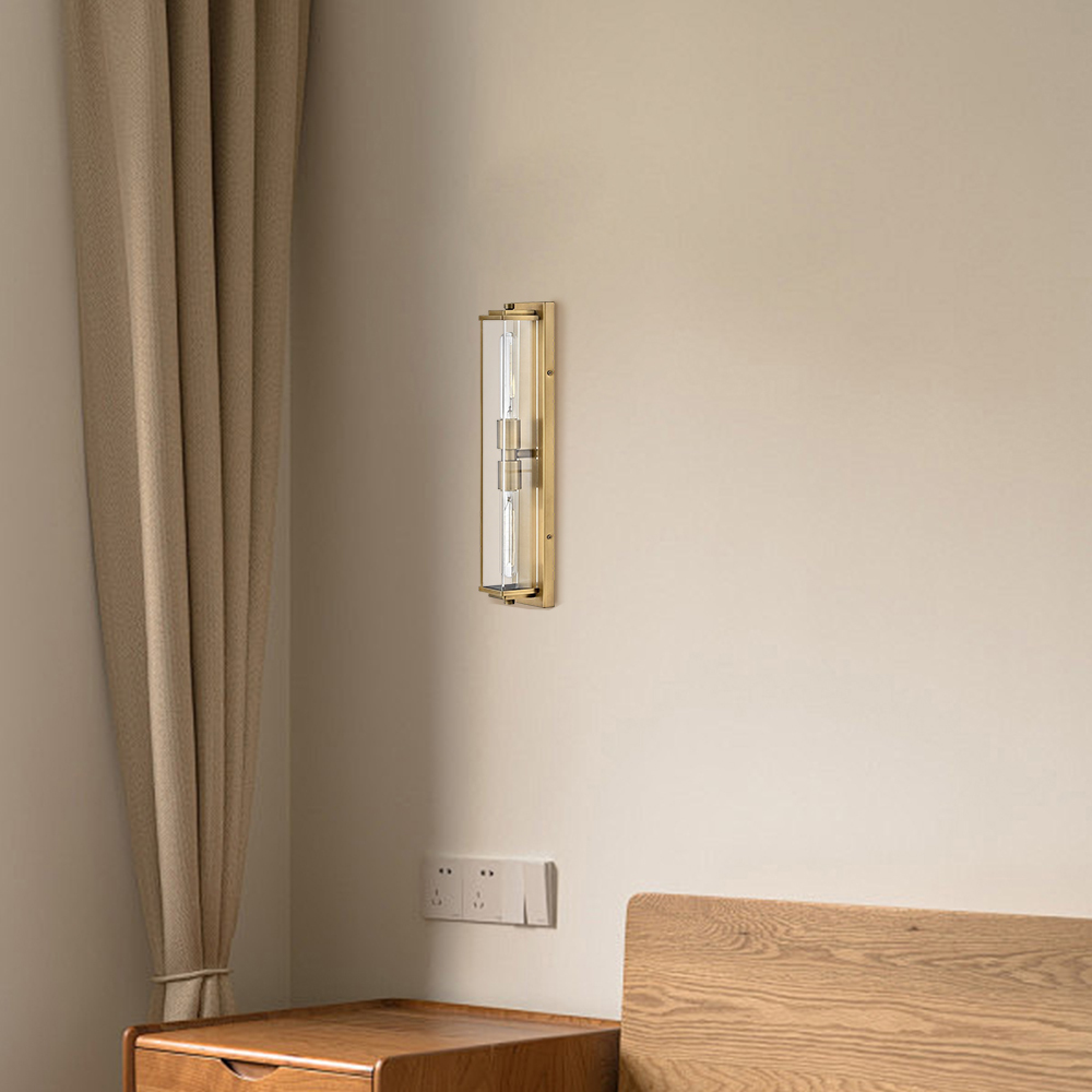 Minimalist Clear Shade Vanity Square Wall Sconce