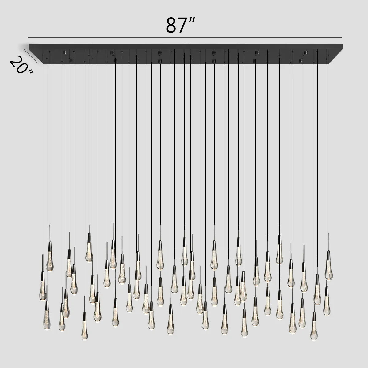 Solitaire Raindrop Linear Chandelier