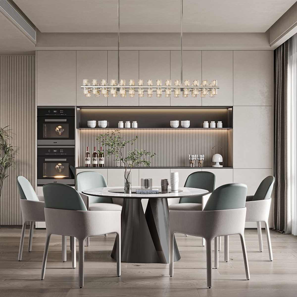 ARCACHON LED RECTANGULAR CHANDELIER 54"