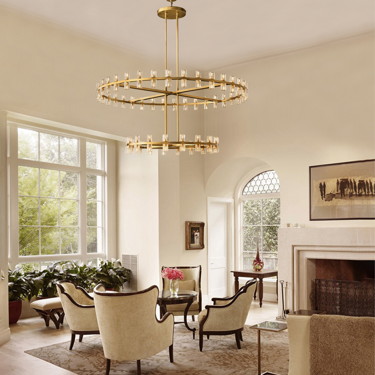 ARCACHON LED ROUND TWO-TIER CHANDELIER 60"