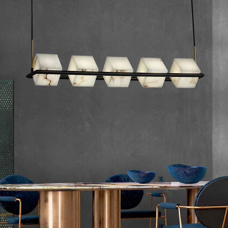 Alabaster Cubic Dining Table Pendant-HiLamps