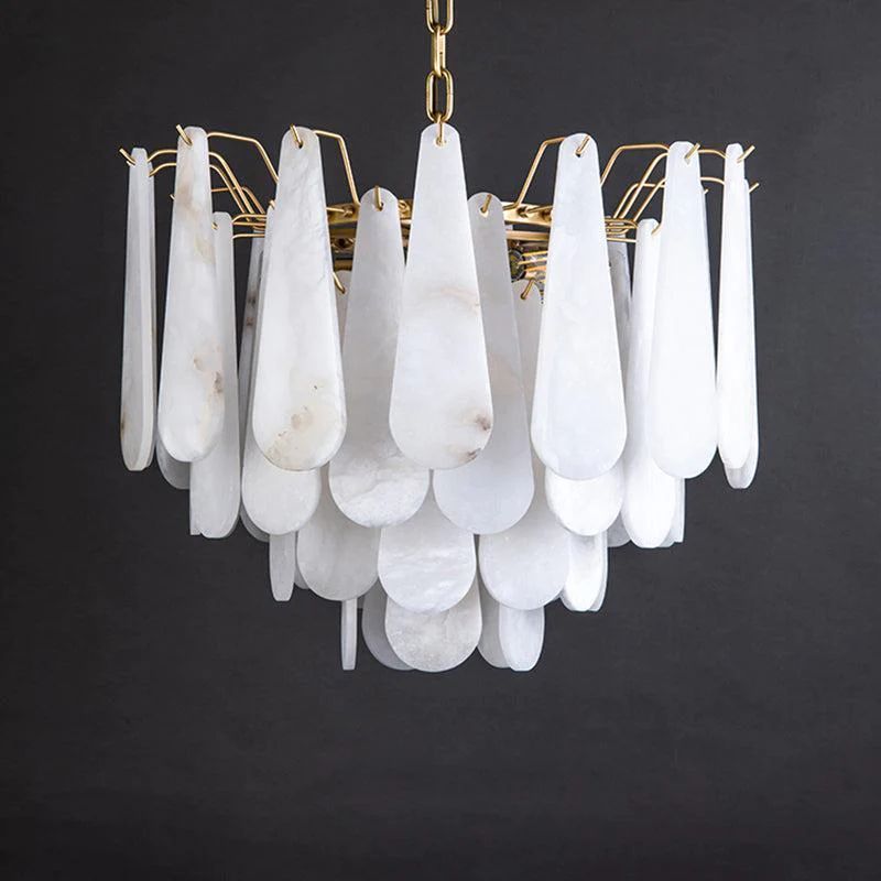 Alabaster Feathery Chandelier-HiLamps