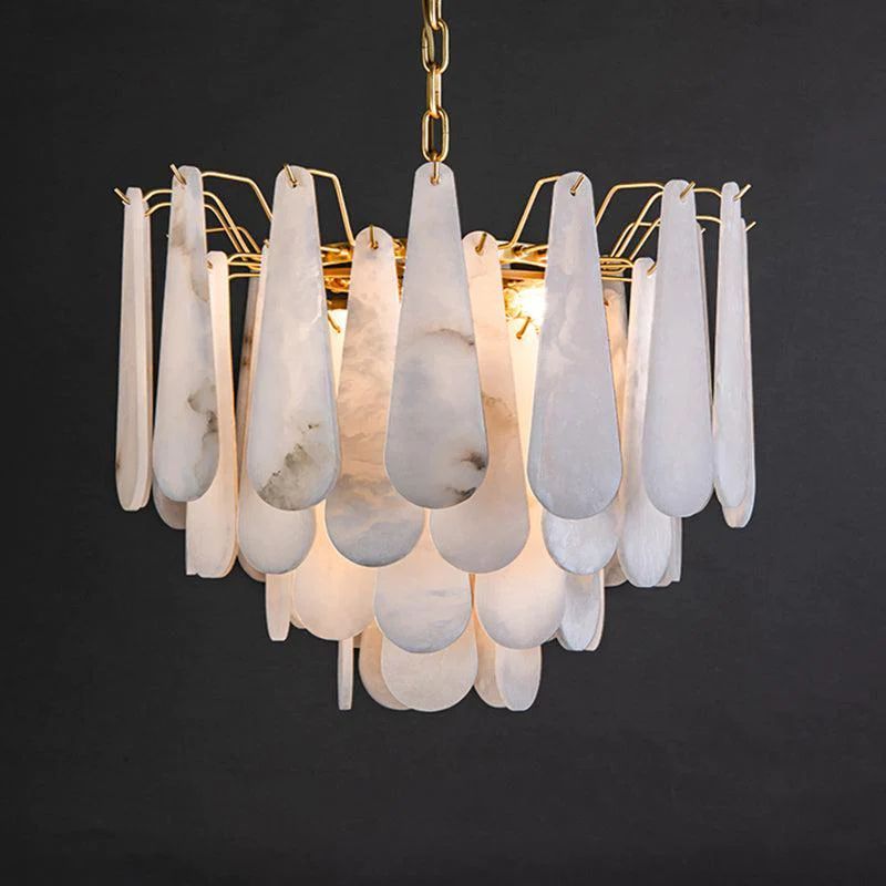 Alabaster Feathery Chandelier-HiLamps