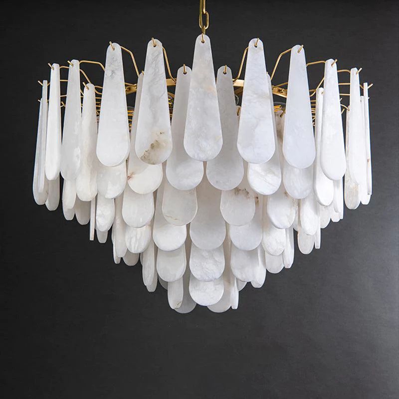 Alabaster Feathery Chandelier-HiLamps