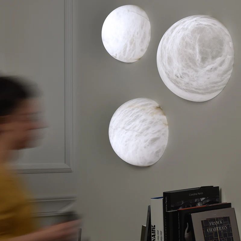 Alabaster Hemisphere Wall Sconce-HiLamps