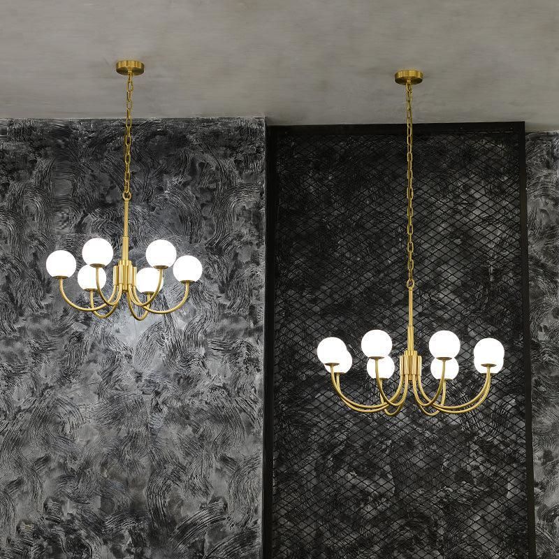 Alabaster Modern Brass Chandelier-HiLamps
