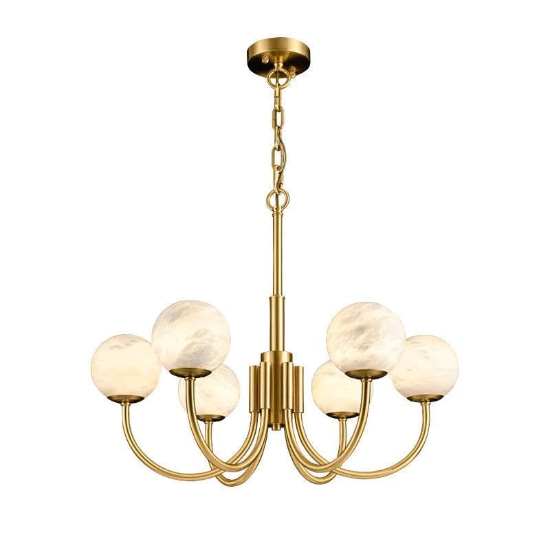 Alabaster Modern Brass Chandelier-HiLamps