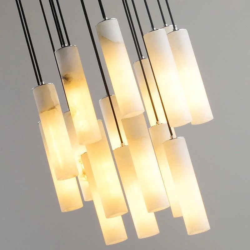 Alabaster Modern Cylindrical Round Chandelier-HiLamps
