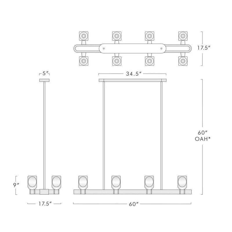 Bluefield Contemporary 8-Lights Linear Pendant-HiLamps
