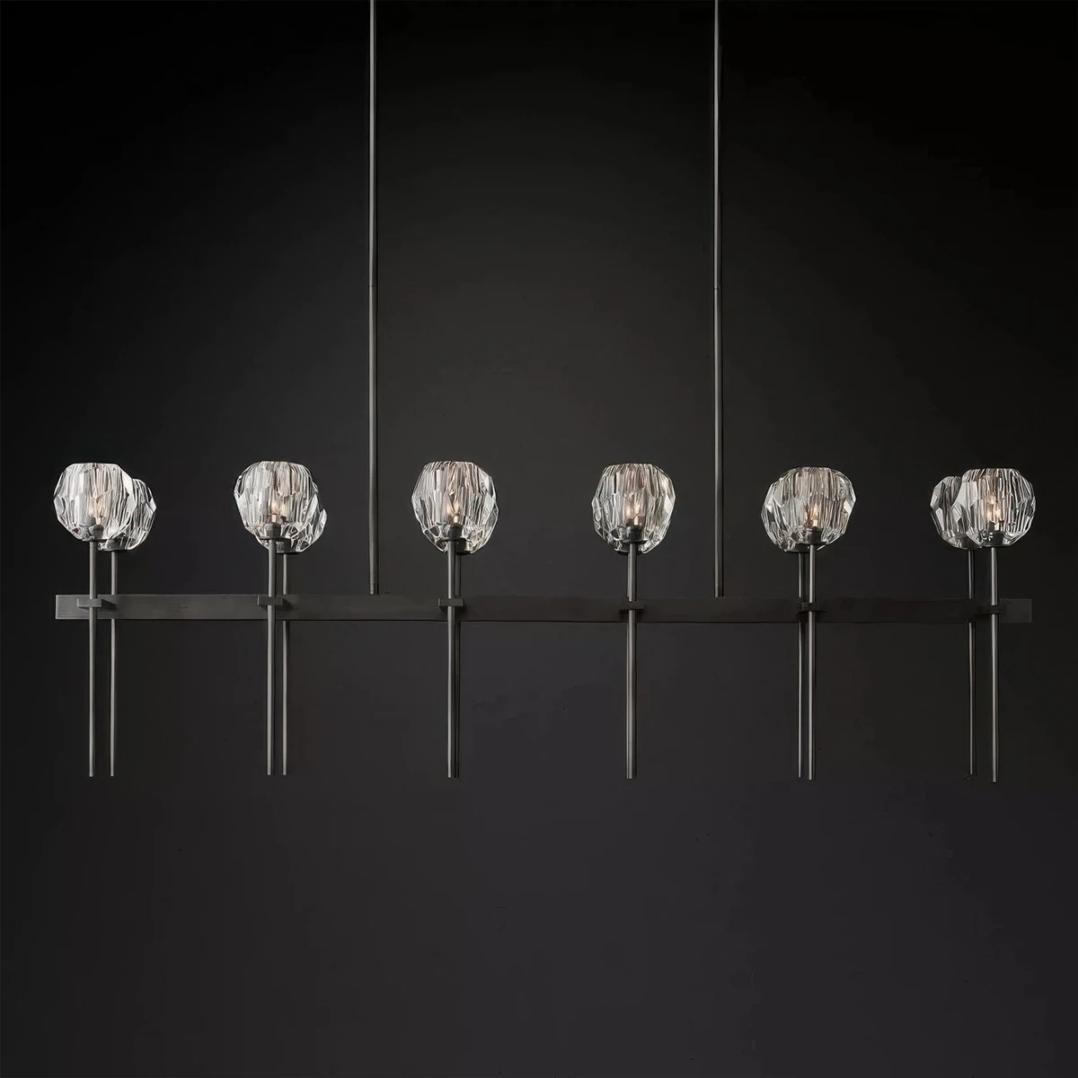 Boule De Cristal Glass Double Linear Chandelier
