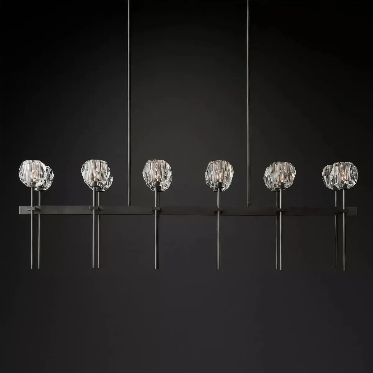 Boule De Cristal Glass Double Linear Chandelier