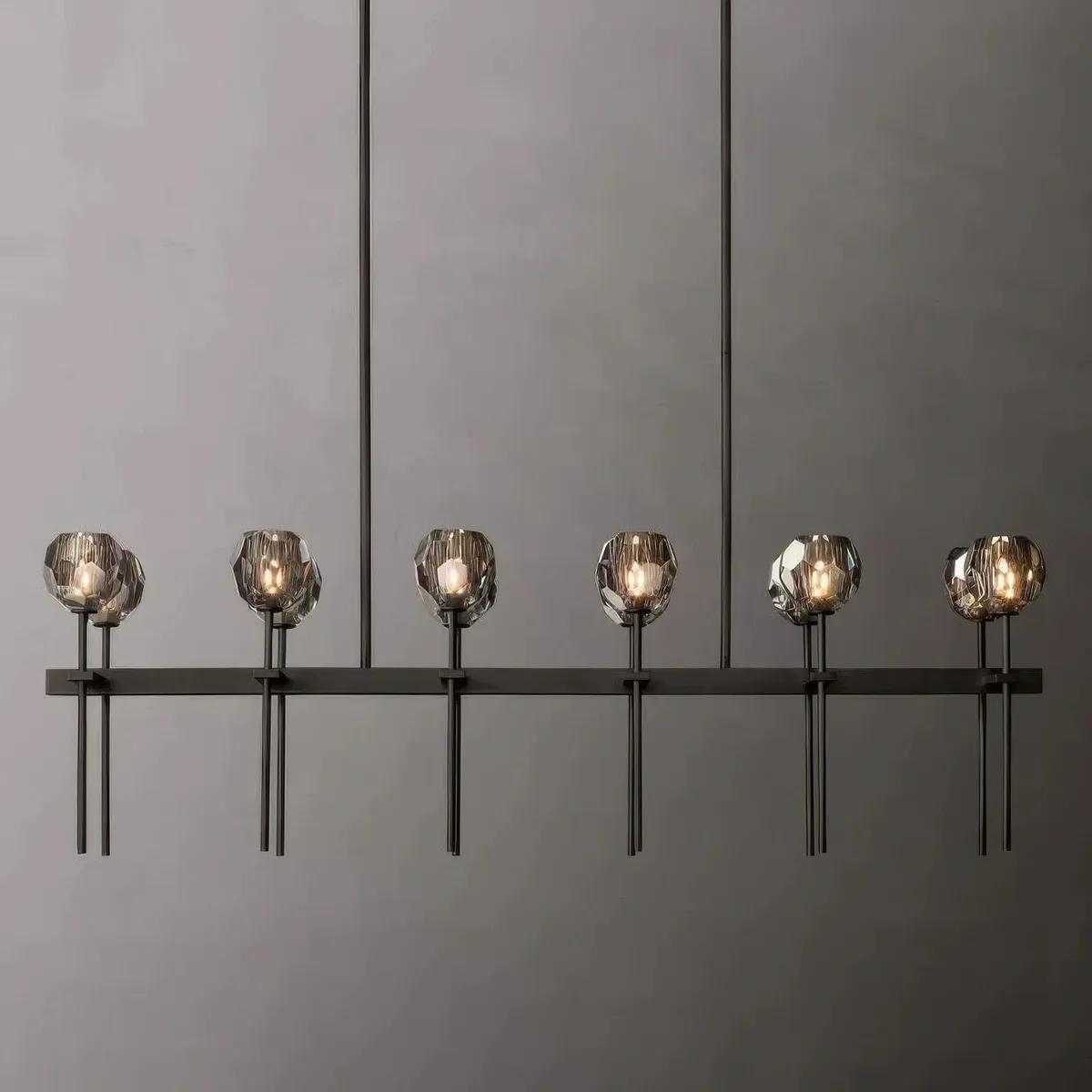 Boule De Cristal Glass Double Linear Chandelier