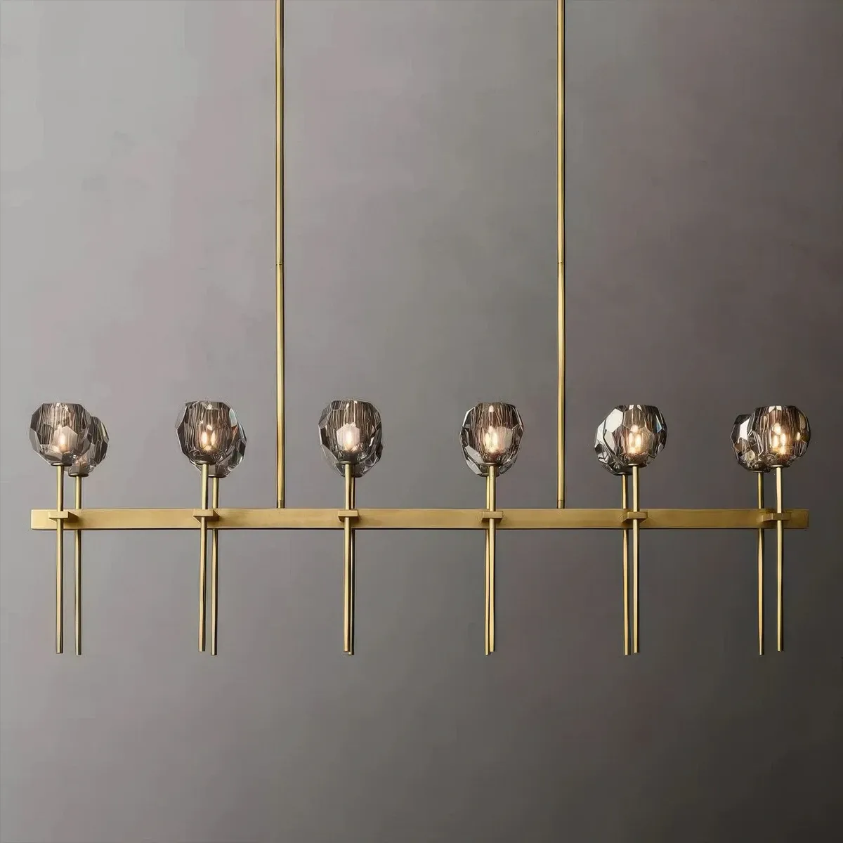 Boule De Cristal Glass Double Linear Chandelier